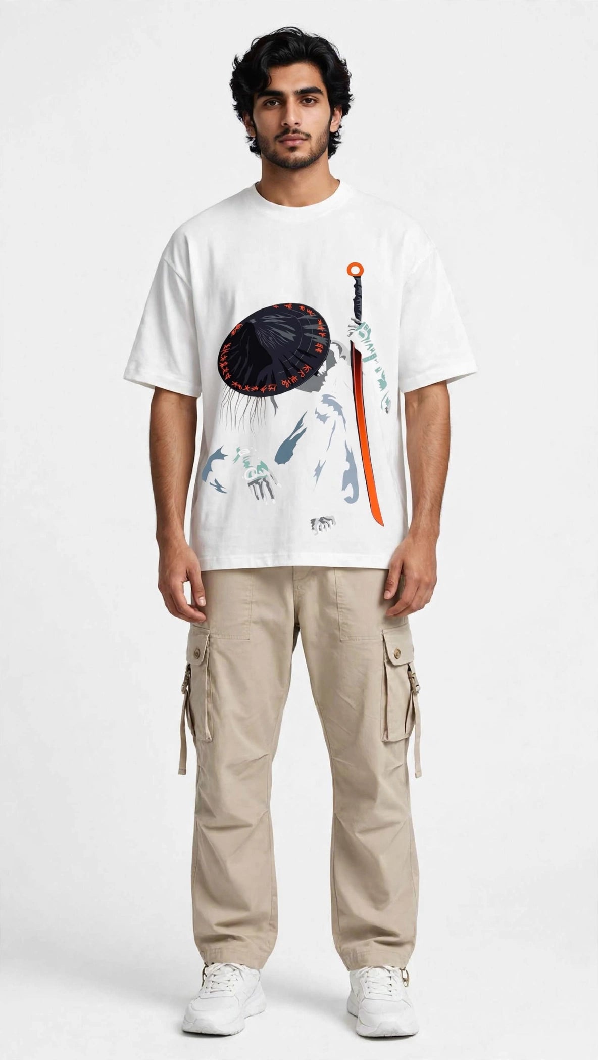 White Ronin Oversized T-Shirt - Samurai Edition