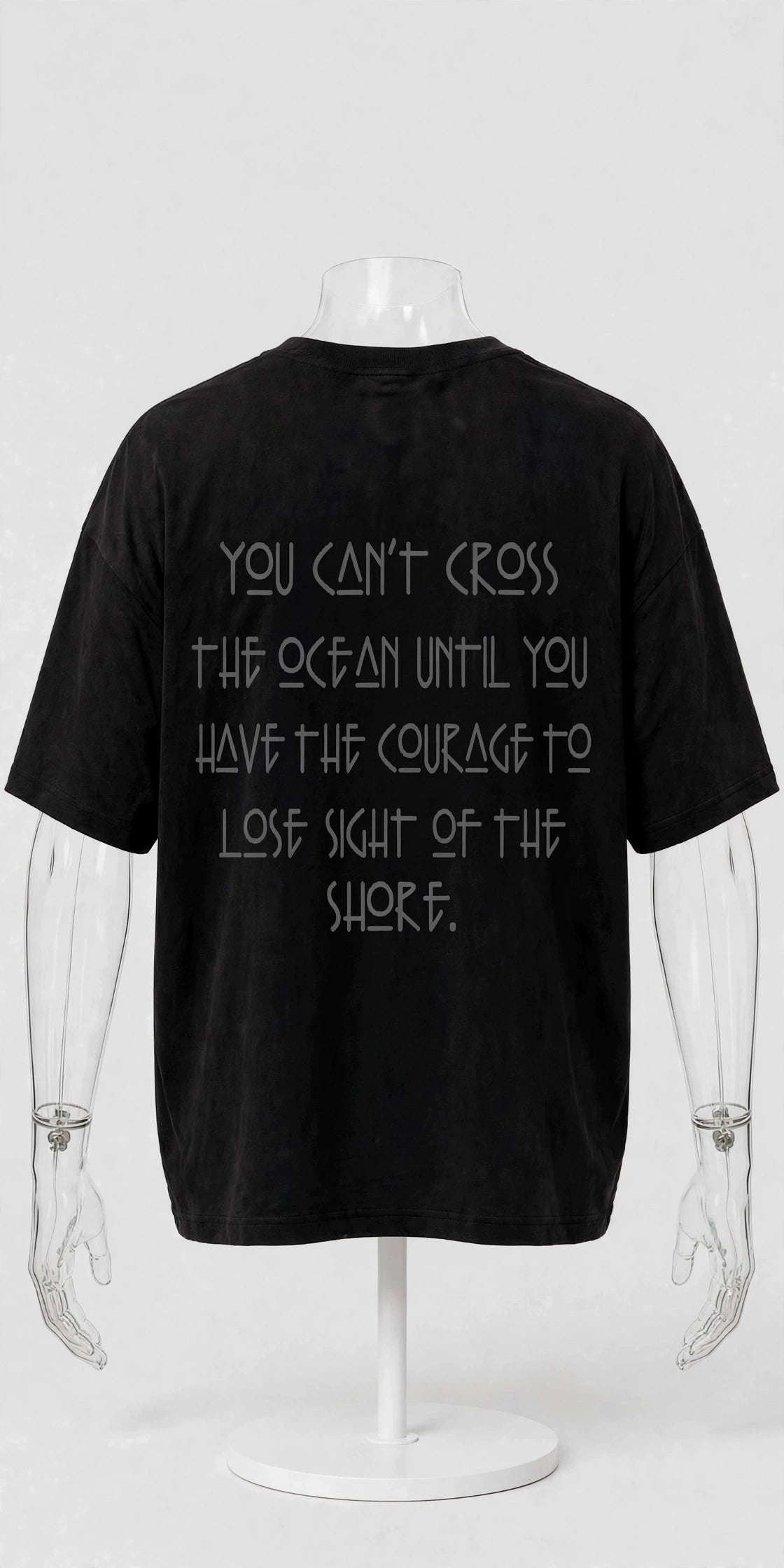 Courage Tee - Black Oversized T-Shirt with Dark Grey Statement Print