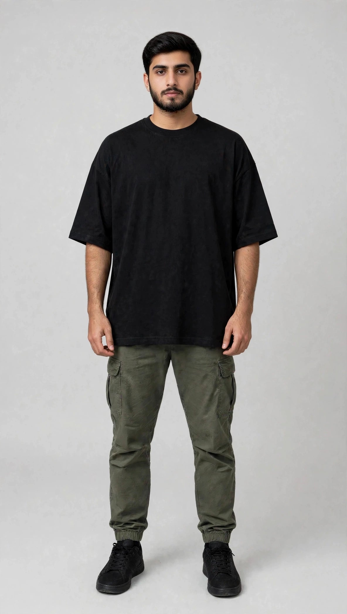 Courage Tee - Black Oversized T-Shirt with Dark Grey Statement Print