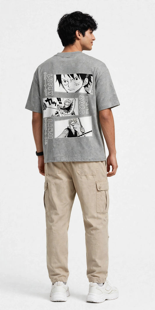 Luffy Zoro Sanji  T-Shirt - Heather Grey