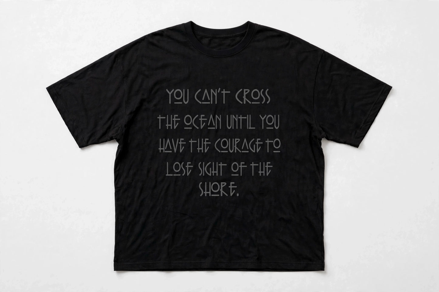 Courage Tee - Black Oversized T-Shirt with Dark Grey Statement Print