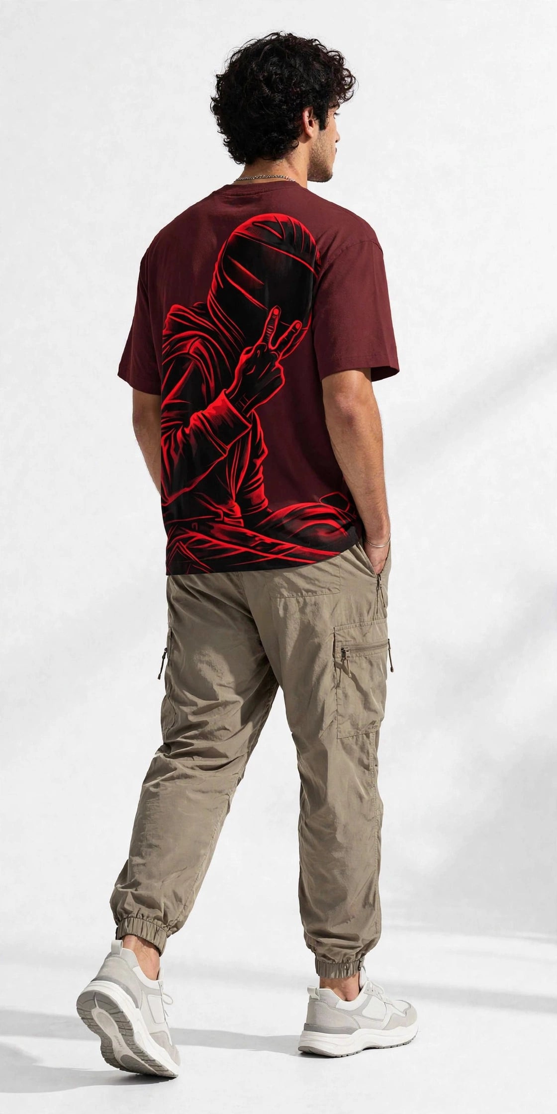 Neon Rider Tee - Maroon | Big Back Print Oversized