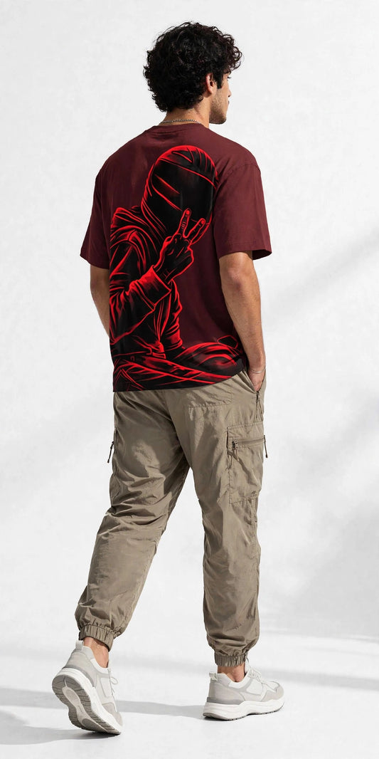 Neon Rider Tee - Maroon | Big Back Print Oversized